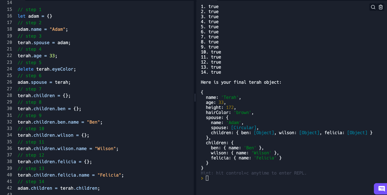 Step by step code on Repl.it